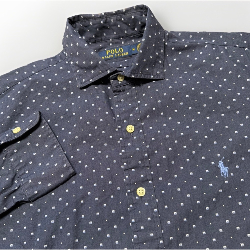 Polo Ralph Lauren Shirt Mens Medium Slim Fit Geometric Button Down Casual